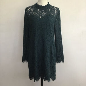 Charlie Paige Women Elegant Stylish Dark Green Lace Long Sleeve Dress XL